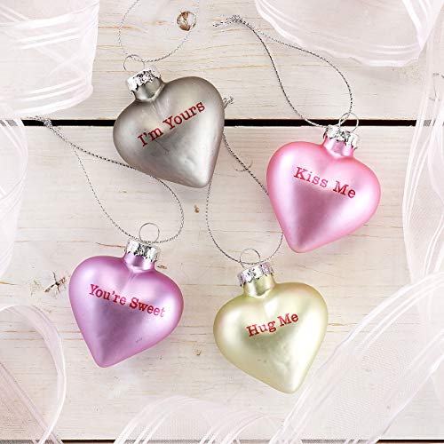 Pastel Candy Heart Glass Valentine's Day Ornament