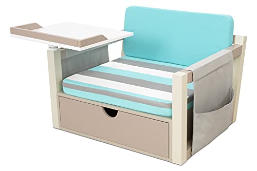 Little Tikes 2-in-1 Fun & Study Swivel Real Wood Desk with Chair Set, Fabric Cushion, Study Desk with Storage, Modern Design, Home & School- Kids Furniture for Children Girls Boys Ages 4-10 Year Old