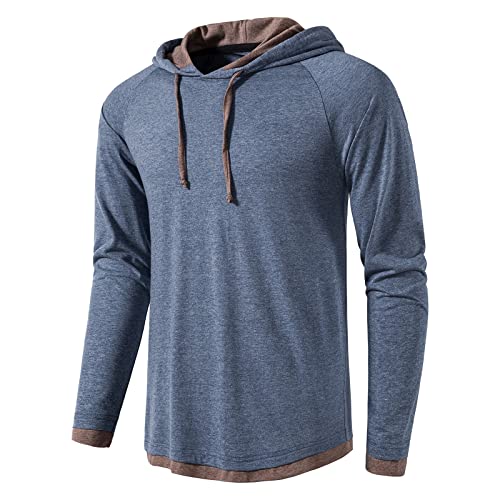 LOCALMODE Mens Casual Fashion Athletic Sweatshirt Lightweight Active Pollover Shirt Hoodie Blue S