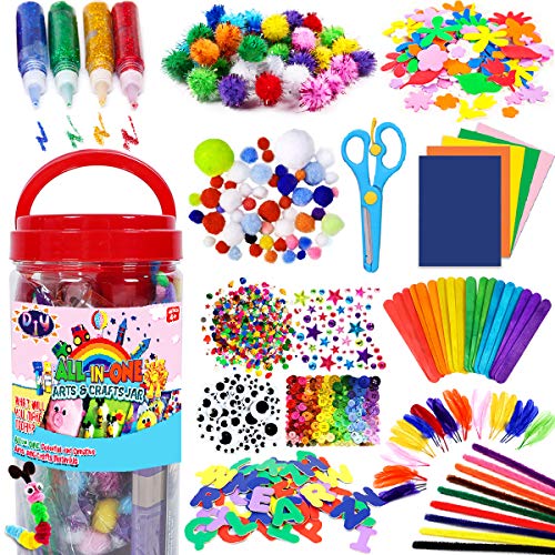 FUNZBO Arts and Crafts Supplies for Kids - Craft Art Supply Kit for Toddlers Age 4 5 6 7 8 9 - All in One D.I.Y. Crafting School Kindergarten Homeschool Supplies Arts Set Crafts for Kids