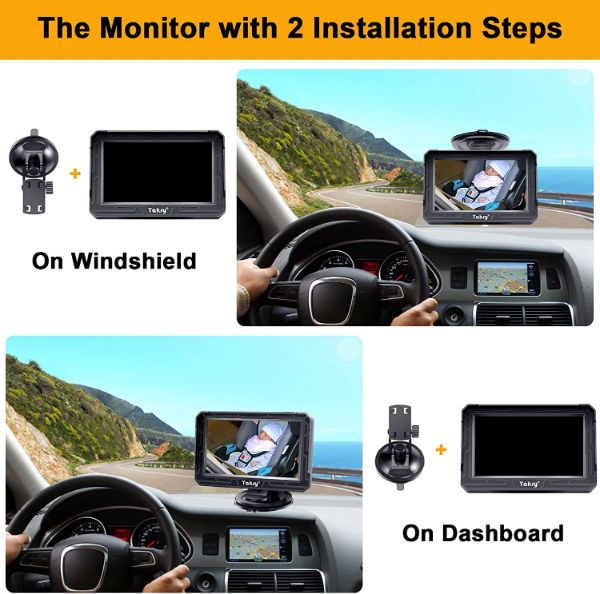 Baby Car Camera Mirror - 360° Rotation HD 1080P with Display Carseat Mirrors Rear Facing Infant Crystal Night Vision & 150° Wide View - 5 Mins Easy to Install Y60