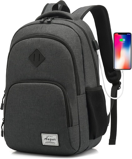 AUGUR men's slim laptop backpack (15.6") with USB charging port & water resistance at Best Market