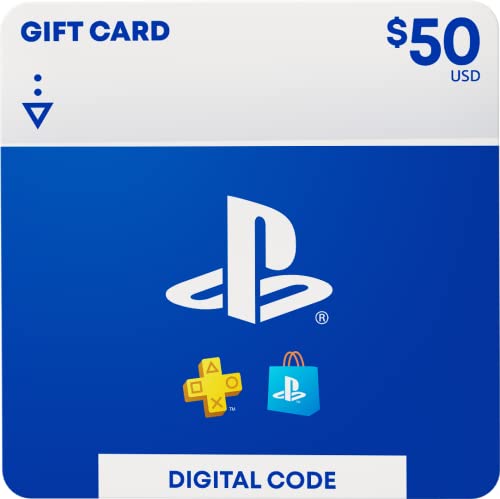 $50 PlayStation Store Gift Card digital code, perfect for PlayStation gamers.