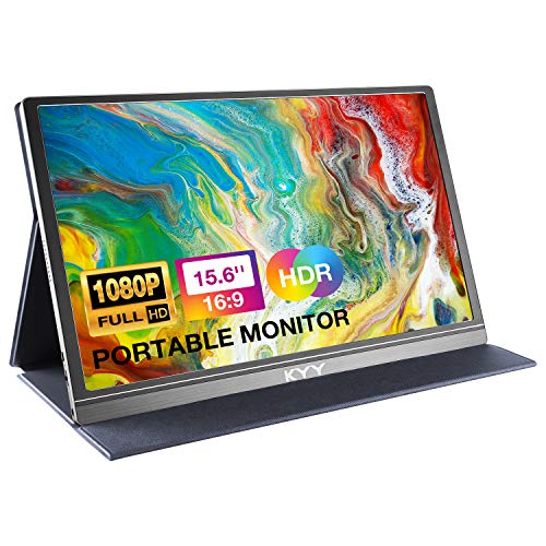 Portable Monitor 15.6inch 1080P FHD USB-C, HDMI Computer Display HDR IPS Gaming Monitor w/Premium Smart Cover & Screen Protector, Speakers, for Laptop PC MAC Phone PS4 Xbox Switch By KYY