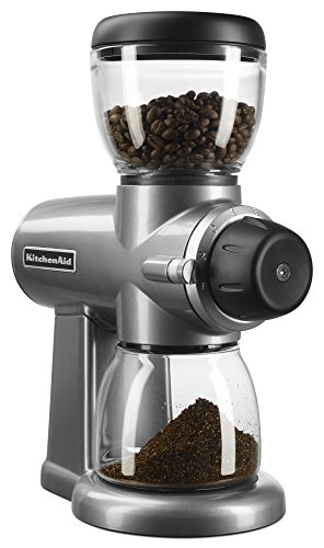 KitchenAid KCG0702CS Burr Coffee Grinder front view in Contour Silver