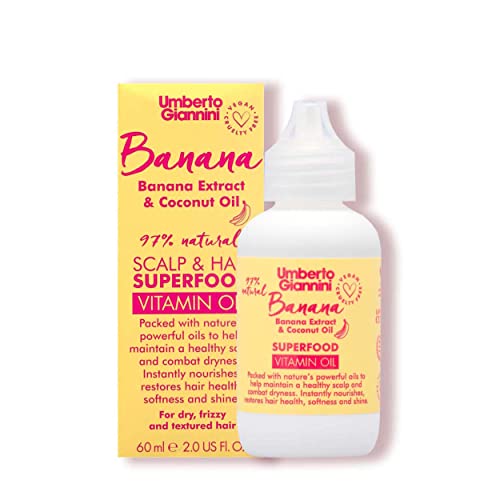 Umberto Giannini Banana Butter Nourishing Superfood Scalp & Hair Oil, Vegan & Cruelty Free Moisturising Formula for Dry, Textured or Frizzy Hair, 250 ml