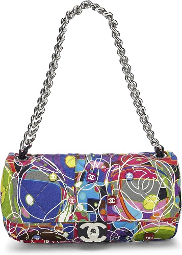 Pre-Loved Multicolor Kaleidoscope Satin Classic Flap Medium, Multi