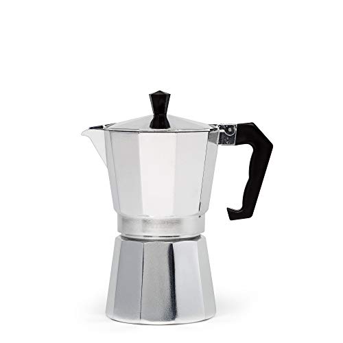 Classic Stovetop Espresso and Coffee Maker, Moka Pot for Italian and Cuban Café Brewing, Greca Coffee Maker, Cafeteras, 6 Espresso Cups, Silver Primula