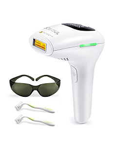 Person using Amazon Hair Removal Dermaflash Pro on legs, showcasing smooth skin