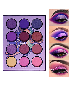 DE'LANCI Purple Eyeshadow Palette-Hawaii Blueberry Matte and Shimmer 12 Colors,Ultra Pigmented Professional Electric Purple Mini Makeup Pallet, Blendable Vibrant Duo Chrome Violet Eye Shadow Palettes