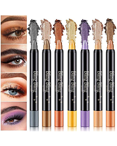 LSxia Cream Eye-Shadow Stick Makeup Cosmetics Eye Brightener Stick, Waterproof Cream Eye Shadow Pencil Crayon for Eyes, Glitter Shimmer Eyeshadow Stick with Soft Brush (08# Violet Shimmer)