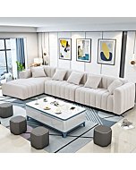 WILLIAMSPACE 139" Sectional Sofa Couch for Living Room, Modern Luxury L Shaped Sofa with Ottoman, 5 Seats Upholstered Sofa Couch Furniture Set with 5 Pillows（Beige,Left-Facing）