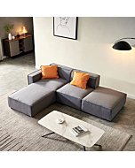 WILLIAMSPACE 96" Modular Sectional Sofa, Convertible L Shaped 4 Seat Couch with 2 Pillows, Modern Luxury Sofa with Oversized Soft Seat and Ottoman Chaise for Living Room, Dark Grey