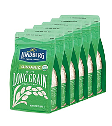 Lundberg Family Farms - Organic White Long Grain Rice, Subtle Flavor, Remains Separate When Cooked, Pantry Staple, Bulk Rice, Gluten-Free, Non-GMO, USDA Certified Organic, Vegan (32 oz, 6-Pack)