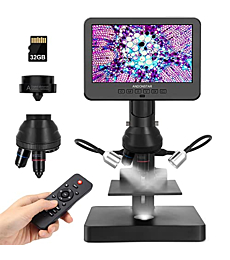 Andonstar AD246S-P HDMI Digital Microscope with 7'' Screen, 4000x 3 Lens 2160P UHD Video Record, Coin Microscope for Error Coins, Biological Microscope Kit for Adults and Kids, Prepred Slides