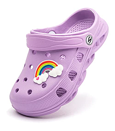 WOUEOI Kid's Girls Boys Clogs Garden Shoes Cartoon Slides Sandals Beach Slipper Children(D-Light Purple,8 Toddler)
