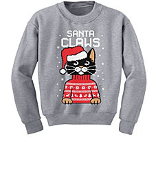 Santa Claws Sweatshirt Toddler Youth Kids Cat Ugly Christmas Sweater Style Medium Gray