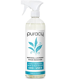 Puracy Stain Remover for Clothes - Laundry Spray for Fresh and Set-In Clothing Stains - Enzyme-Based Laundry Stain Remover - 99.96% Plant-Powered Natural Spot and Odor Cleaner - Free & Clear - 16 Oz