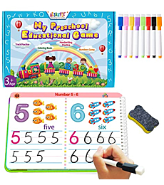 Preschool Learning Activities Educational Games - Toddler Prek Handwriting Practice Activity Writing Learning Toys Montessori Busy Book for Kids, Autism Learning Materials and Tracing Coloring Book