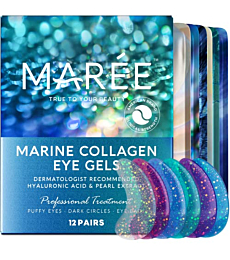 Maree Eye Gels - Pearl Eye Masks that Reduce Wrinkles, Puffy Eyes, Dark Circles, Eye Bags with Natural Marine Collagen, Hyaluronic HA - Anti Aging Under Eye Patches, Face Moisturizer Treatment