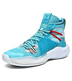 Dilchasp Men's High Top Basketball Shoes Fashion Running Sneakers Non Slip Training Athletic Shoes Cyan Size 11