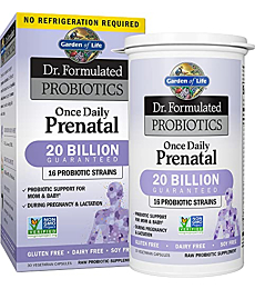Garden of Life - Dr. Formulated Probiotics Once Daily Prenatal - Acidophilus and Bifidobacteria Probiotic Support for Mom and Baby - Gluten, Dairy, and Soy-Free - 30 Vegetarian Capsules