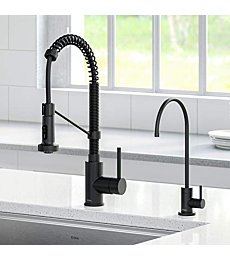 Kraus KPF-1610-FF-100MB Bolden Commercial Style Pull-Down Kitchen Purita Water Filter Faucet Combo, Matte Black