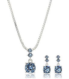 NINE WEST Women's Boxed Necklace/Pierced Earrings Set, Silver/Blue, One Size