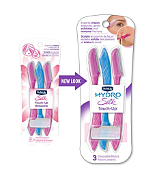 Schick Hydro Silk Touch-Up Multipurpose Exfoliating Dermaplaning Tool, Eyebrow Razor, and Facial Razor with Precision Cover, 3 Count