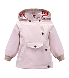 ACESTAR Boys Girls Waterproof Rain Jacket Coat,Windproof Raincoat Windbreaker Outwear for Kids Children Infant Toddler Spring Fall Jacket(JK007W0,7T) Pink White