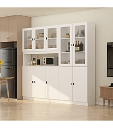 DiDuGo Kitchen Hutch Storage Cabinet with Shelves & Doors, Kitchen Storage Cabinets Cupboard, Freestanding Pantry Cabinets for Kitchen White (78.7”W x 12.2”D x 70.9”H)