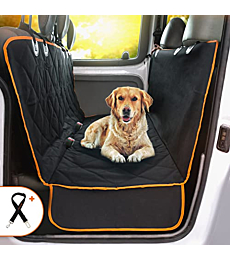 Dog enjoying a comfy ride in a car seat cover