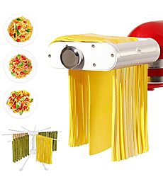 ANTREE Pasta Maker Attachment for KitchenAid Stand Mixers with Pasta Drying Rack & Cleaning Brush, 3-1 Set includes Pasta Sheet Roller, Spaghetti Cutter, Fettuccine Cutter