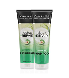 John Frieda Detox and Repair Shampoo and Conditioner Set with Nourishing Avocado Oil and Green Tea, 8.45 oz