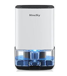 NineSky Dehumidifier for Home 30oz Water Tank,(300 sq.ft) Dehumidifiers for Bedroom, Bathroom, Basement with 7 Colorful Lights, Auto Shut Off