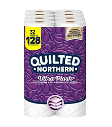 Quilted Northern Ultra Plush Toilet Paper, 32 Mega Rolls = 128 Regular Rolls, 3-Ply Bath Tissue (Packaging May Vary), 8 Count (Pack of 4)