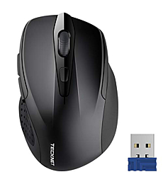 Wireless Mouse, TECKNET Pro 2.4G Ergonomic Wireless Optical Mouse with USB Nano Receiver for Laptop,PC,Computer,Chromebook,Notebook,6 Buttons,24 Months Battery Life, 2600 DPI, 5 Adjustment Levels