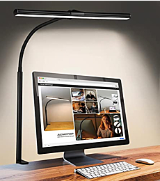 ACNCTOP LED Desk Lamp for Office Home - Eye-Caring Architect Task Lamp 25 Lighting Modes Adjustable Flexible Gooseneck Clamp Light for Workbench Drafting Reading Study (Black)