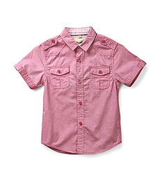 Boys' Short Sleeve Cotton Shirt 610A Pink Tag 100-2T