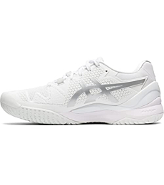 ASICS Women's Gel-Resolution 8 Tennis Shoes, 8, White/Pure Silver