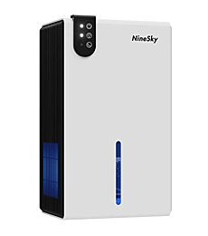 NineSky Dehumidifier for Home, 85 OZ Water Tank, (800 sq.ft) Dehumidifiers for Bathroom Bedroom with Auto Shut Off,7 Colors LED Light(White)