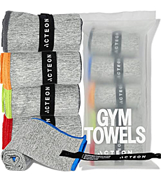 Acteon Microfiber Quick Dry Gym Towel, Silver ION Odor-Free Absorbent Fiber, Fast Drying, Men & Women Workout Gear for Body Sweat, Working Out, Towels