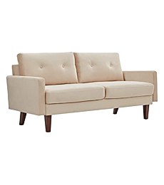 Dreamsir 69" Modern Cream Love Seats Sofa Couch Furniture, Velvet Fabric Mid Century Couch for Living Room, Bedroom, Apartment/Easy, Tool-Free Assembly (Sofa, Beige)