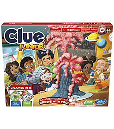 Clue Junior Game, 2-Sided Gameboard, 2 Games in 1, Clue Mystery Game for Younger Kids Ages 4 and Up, Kids Games for 2 to 6 Players, Junior Games