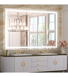 TETOTE 48 x 36 LED Bathroom Mirror Bathroom Mirror with Lights Dimmable Anti-Fog Wall Mounted Lighted Vanity Mirror Double Sink Modern