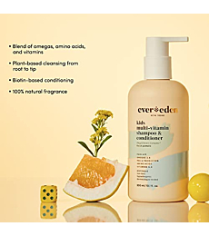 Evereden Kids Shampoo and Conditioner 2 in 1, 10.1 fl oz. & Evereden Kids Body Wash, 12.7 fl oz. | Fresh Pomelo Scent | 2 Item Bundle Set | Clean and Natural Kids Bodycare