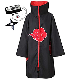Angelaicos Unisex Long Robe Halloween Costume Uniform Cloak Headband Plastic Toy (140) Black