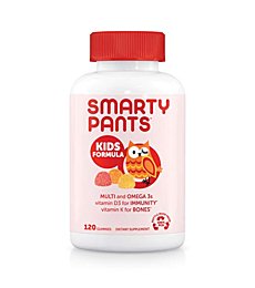SmartyPants Kids Formula Daily Gummy Multivitamin: Vitamin C, D3, and Zinc for Immunity, Gluten Free, Omega 3 Fish Oil (DHA/EPA), Vitamin B6, B12, 120 Count (30 Day Supply)