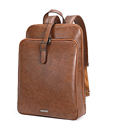 CLUCI Womens Backpack Purse Leather 15.6 Inch Laptop Travel Business Vintage Large Shoulder Bags Two-tone Brown