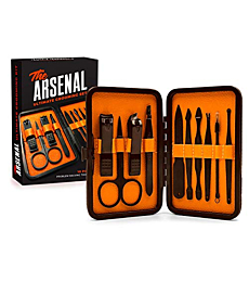 Ultimate Men's Grooming Kit, 10-Piece Set - The Arsenal Gift Set by Wild Willies, Multi-Purpose Manicure, Pedicure & Facial Tools Include Nail Clippers, Scissors, Tweezers & Blackhead Remover